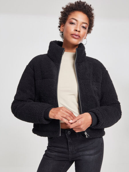 Urban Classics Dame Boxy Sherpa Puffer Jakke Sort