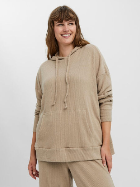 Vero Moda Curve dame hoodie VMPUFFY - Silver Mink