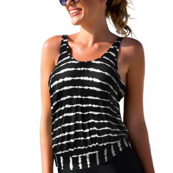 Wiki Kreta Tankini Top Sort Mønster E/F XL Dame